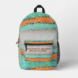 Mochila Impresa Patrón de triángulo colorido único y citas