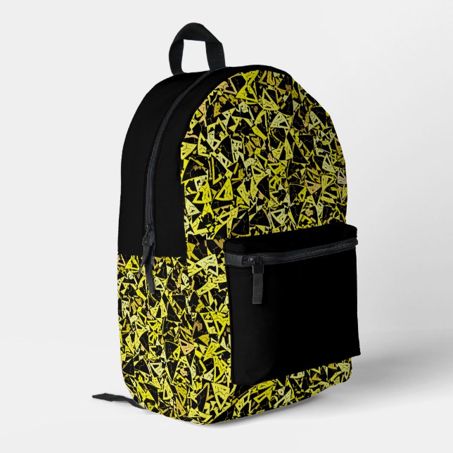 Mochila Impresa Patrón de triángulo negro amarillo (Esquina izquierda trasera)