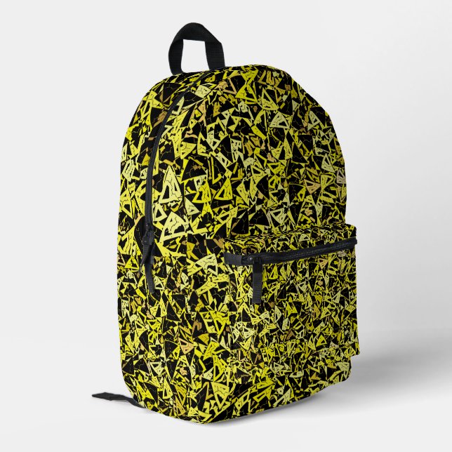Mochila Impresa Patrón de triángulo negro amarillo (Esquina izquierda trasera)