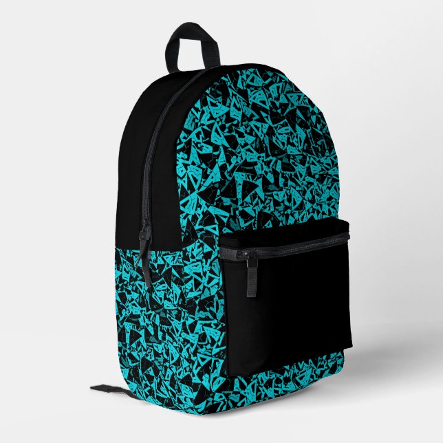 Mochila Impresa Patrón de triángulo negro verde azulado (Esquina izquierda trasera)