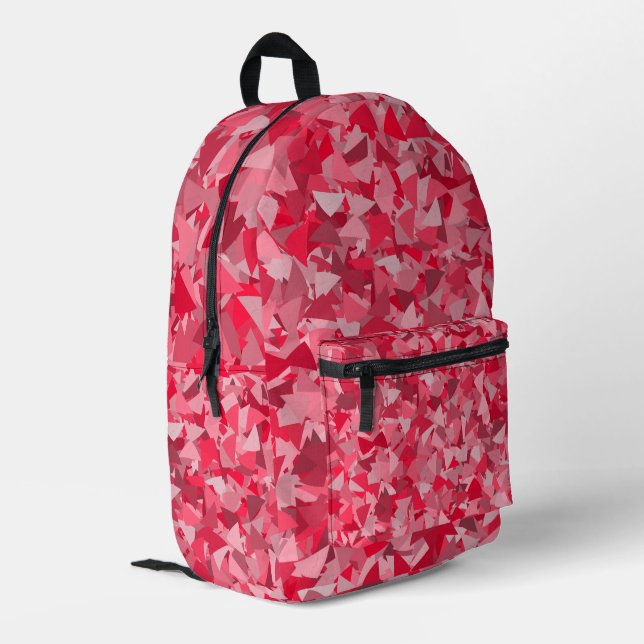 Mochila Impresa Patrón de triángulo rosa rojo (Esquina izquierda trasera)