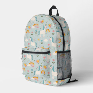 Mochila Impresa Patrón de Unicornio de arcoiris pastel