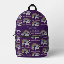 Mochila Impresa Patrón De Unicornio De Emo