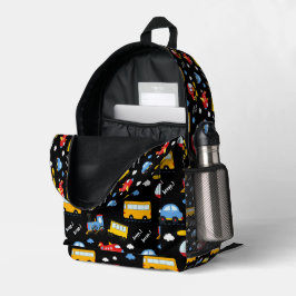 Mochila Impresa Patrón de Vehículos de Dibujos Animados Lindos 