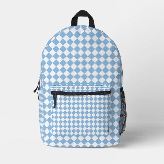 Mochila Impresa Patrón de verificador azul y blanco (Anverso)
