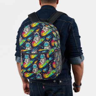 Mochila Impresa Patrón de viaje de meteorito de astronauta cósmico