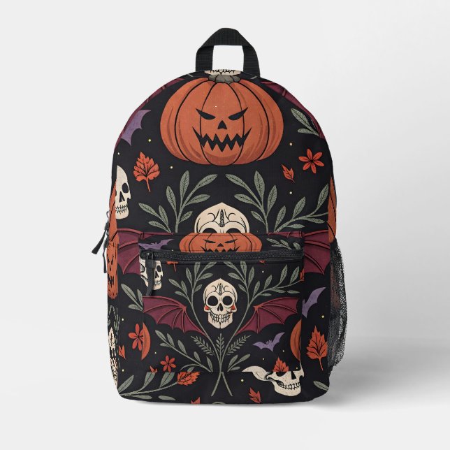 Mochila Impresa Patrón de vibraciones de Halloween (Anverso)