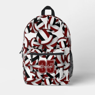 Mochila Impresa patrón de voleibol en colores de equipo granate y