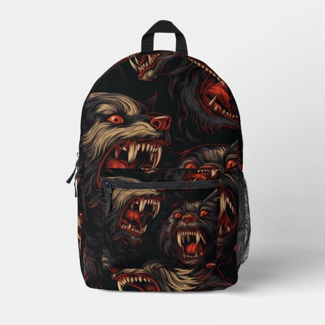 Mochila Impresa Patrón de Werewolf en mosaico (Anverso)