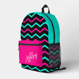 Mochila Impresa Patrón de zig zag colorido personalizado