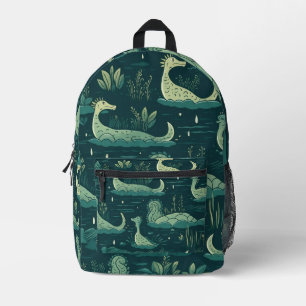 Mochila Impresa Patrón del Monstruo del Loch Ness en mosaico