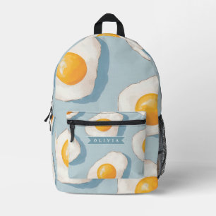 Mochila Impresa Patrón Divertido Azul de Huevo Frito Personalizado