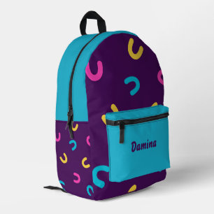 Mochila Impresa Patrón divertido de neón/azul personalizado