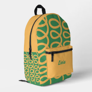 Mochila Impresa Patrón divertido personalizado amarillo/verde