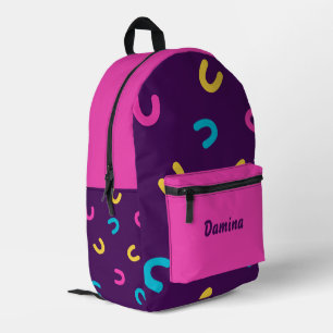 Mochila Impresa Patrón divertido personalizado neón/magenta