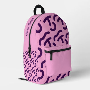 Mochila Impresa Patrón divertido personalizado oscuro neón/rosa