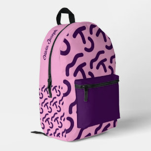 Mochila Impresa Patrón divertido personalizado oscuro neón/rosa
