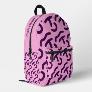 Mochila Impresa Patrón divertido personalizado oscuro neón/rosa