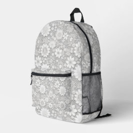 Mochila Impresa Patrón elegante de encaje floral blanco