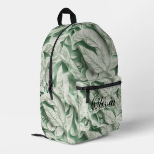 Mochila Impresa Patrón elegante de hojas botánicas de color blanco