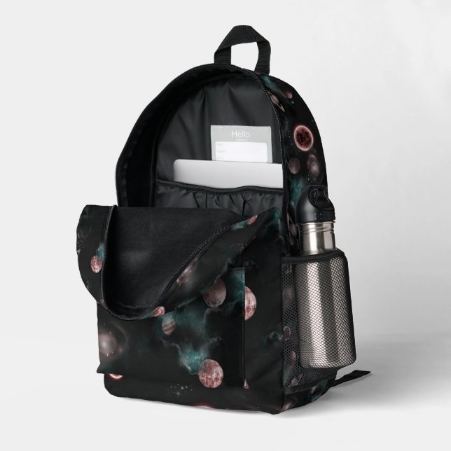 Mochila Impresa Patrón Espacial  (Esquina trasera derecha (abierta))