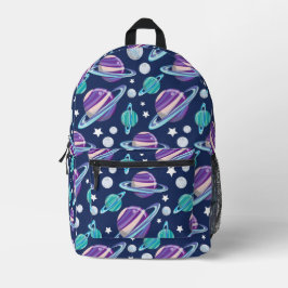 Mochila Impresa Patrón espacial, planetas, estrellas, galaxia, cos