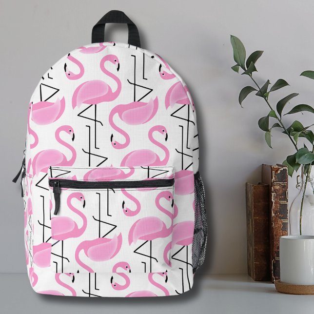 Mochila Impresa Patrón Flamingo Rosa Girly Simple Moderno (Cute Simple Modern Tropical Pattern Pink Flamingo Printed Backpack)