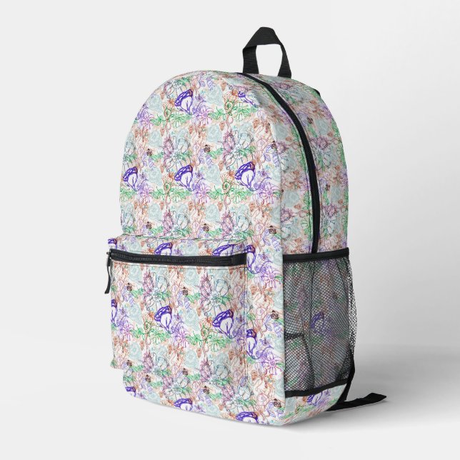 Mochila Impresa Patrón floral 9 (Esquina derecha trasera )
