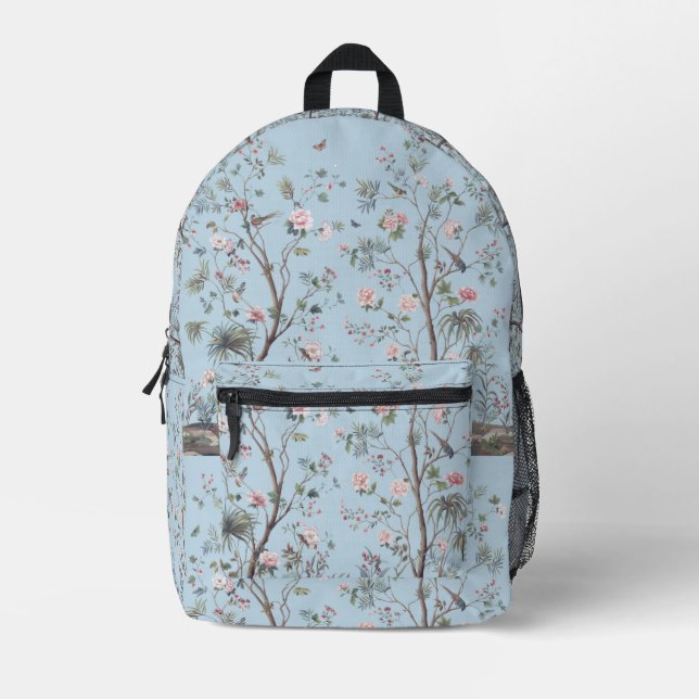 Mochila Impresa Patrón floral anticuado azul (Anverso)