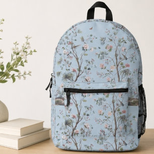 Mochila Impresa Patrón floral antiguo azul  