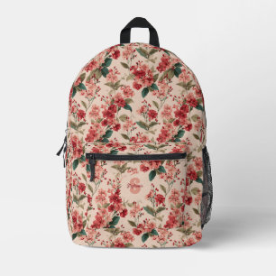 Mochila Impresa Patrón floral azalea rosado vintage - clásico