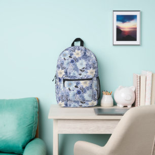 Mochila Impresa Patrón floral azul claro