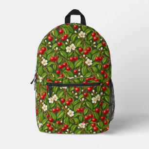 Mochila Impresa Patrón Floral Botánico Cereza Vintage