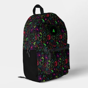 Mochila Impresa Patrón floral botánico oscuro