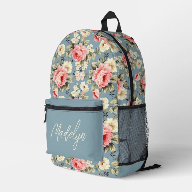Mochila Impresa Patrón floral campestre encantador personalizado (Esquina derecha trasera )