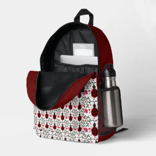 Mochila Impresa Patrón floral continuo de mariquita linda  