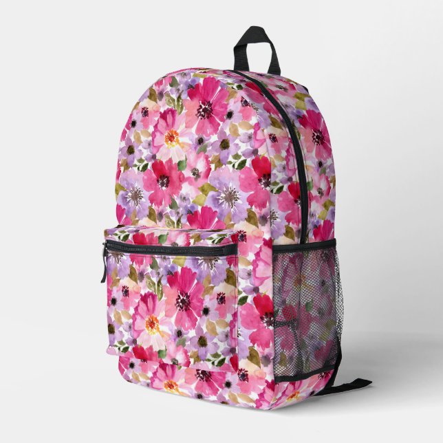 Mochila Impresa Patrón floral de acuarela de verano (Esquina derecha trasera )