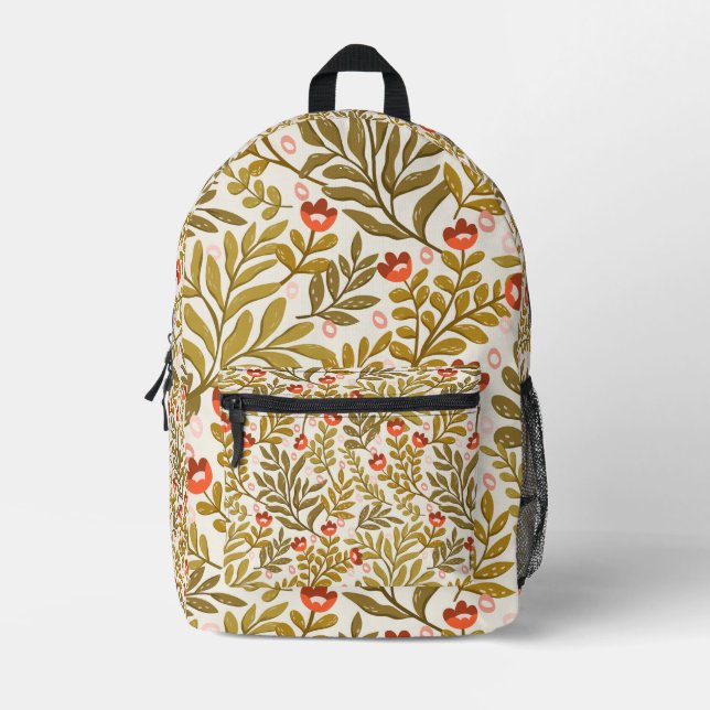 Mochila Impresa Patrón floral de acuarela elegante (Anverso)