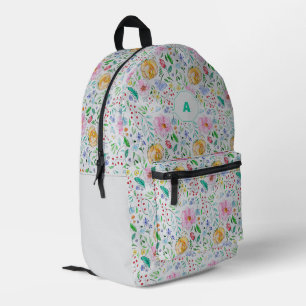Mochila Impresa Patrón floral de acuarela pintado a mano