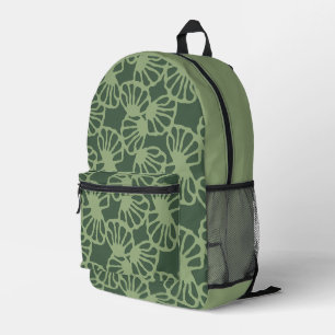Mochila Impresa Patrón floral de coral abstracto verde salvia sin