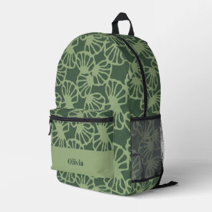 Mochila Impresa Patrón floral de coral abstracto verde salvia sin