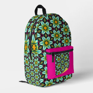 Mochila Impresa Patrón floral de estrellas verdes