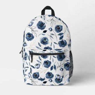 Mochila Impresa Patrón floral de flores azules