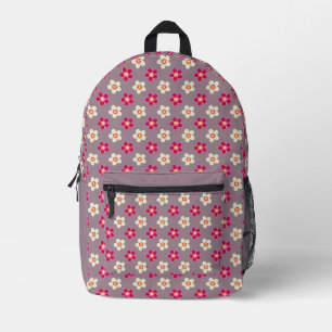 Mochila Impresa Patrón floral de flores crimson y blancas en un