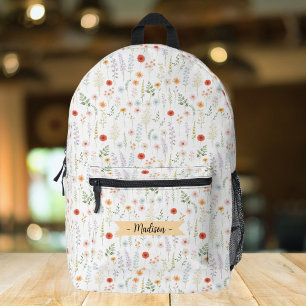 Mochila Impresa Patrón floral de flores silvestres en acuarela per