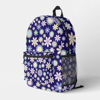 Mochila Impresa Patrón floral de fondo azul