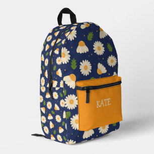 Mochila Impresa Patrón Floral de Margarita Caprichosa Nombre Perso