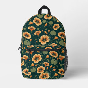 Mochila Impresa Patrón floral de nasturcio vibrante