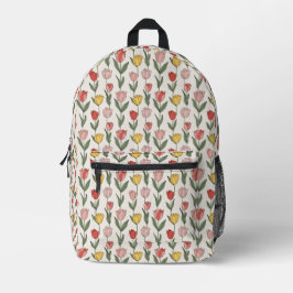 Mochila Impresa Patrón Floral de Tulipán Moderno Botánico Suave Pr