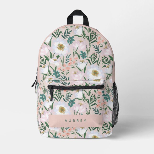Mochila Impresa Patrón floral elegante (Anverso)